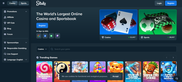 Stake Krypto-Casino-Lobby mit Schnellen Auszahlungen